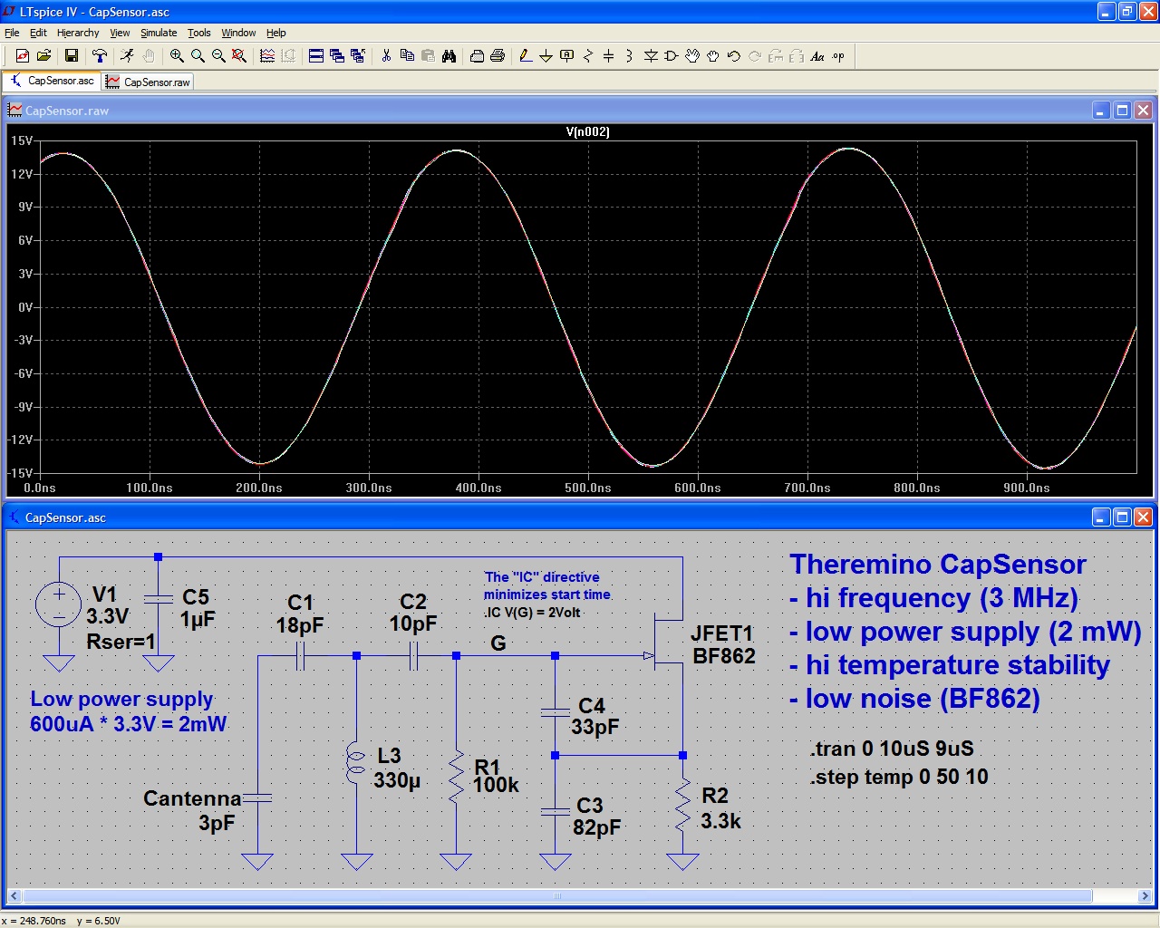 CapSensor Oscillator Simulation