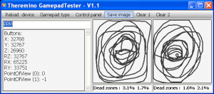 Theremino GamepadTester - Example with low dead zone