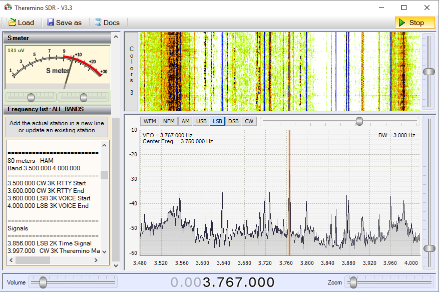 Theremino SDR - Band 80 meters
