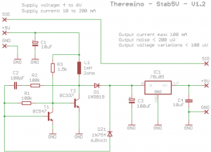 Theremino USB voltage stabilizer schematics